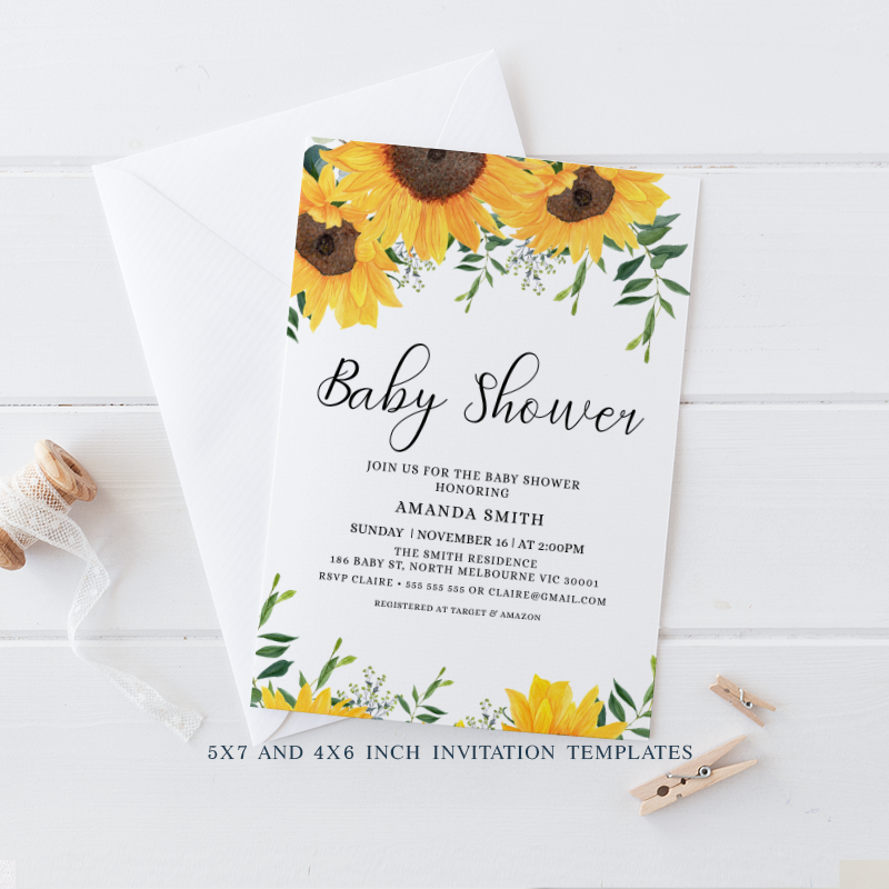 Sunflowers Baby Shower Invitation