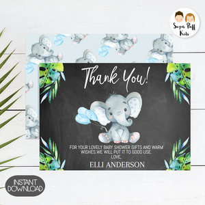 Baby Elephant Baby Shower Thank You Card