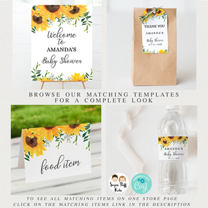 Sunflowers Baby Shower Favor Tag