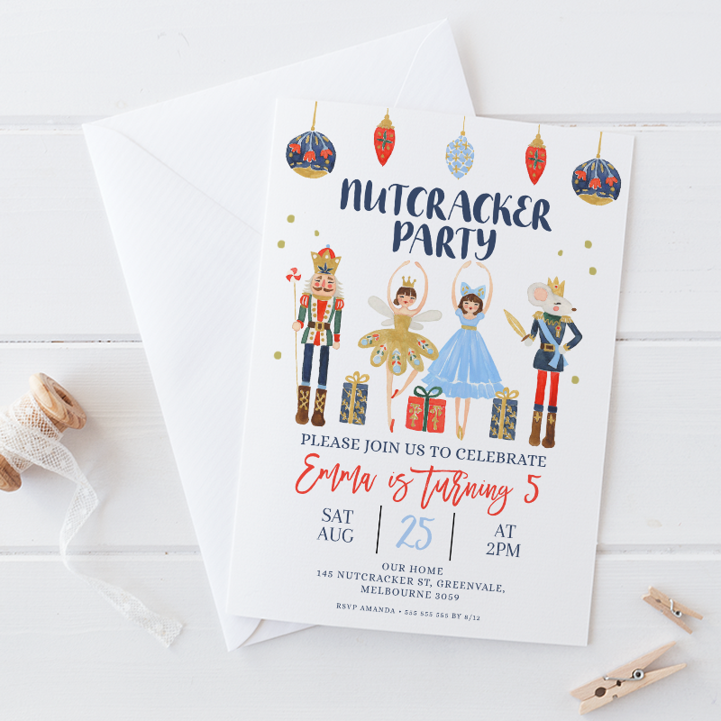 Modern Nutcracker Party Birthday Invitation