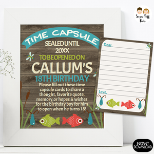 Fishing Themed Time Capsule Sign And Card