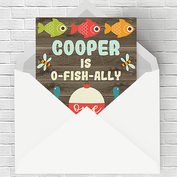 Ofishally One Birthday Banner, O-fish-ally One Birthday Party Bundle,  Fishing Themed 1st Birthday Decoration, Can Be Customised for Any Age 