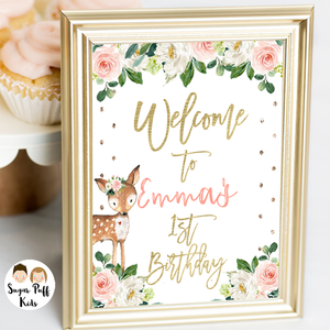 Girl's oh deer birthday welcome sign