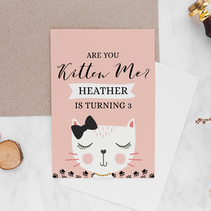 Pink Are You Kitten Me Birthday Invitation