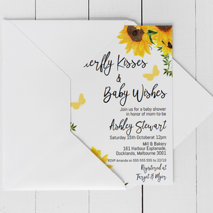 Modern Sunflower Butterfly Baby Shower Invitation