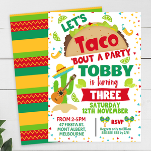 Boys Taco Bout A Party Birthday Invitation