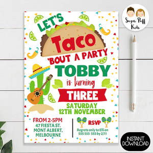 Boys Taco Bout A Party Birthday Invitation