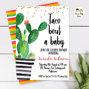 Fiesta Cactus Pot Taco Bout A Baby Baby Shower Invitation