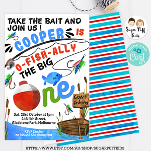 Take the bait fishing birthday invitation 4x6